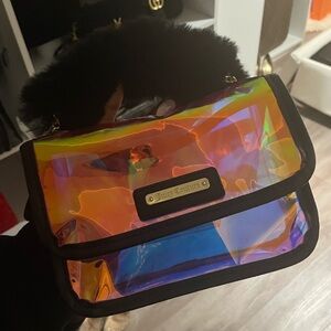 Juicy Couture handbag Iridescent with black fur top handle